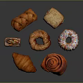 modern bread sandwich bread bean paste bread 3d model