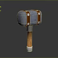 Sturdy Blue Hammerhead With Orange Wooden Handle And Metal Shaft For Hardware Tools