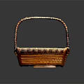 Woven Storage Basket With Decorative Handle And Striped Design For Home Use