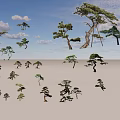 Various Arbor Tree Varieties with Different Shapes and Green Foliage 3d model