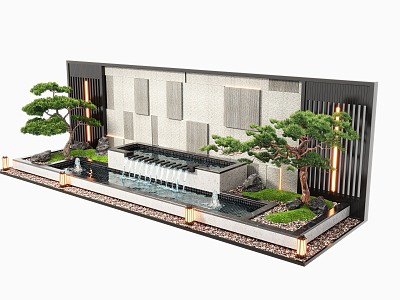 New Chinese style waterscape wall landscape wall waterscape water fountain landscape plant landscape sketch stacked water model