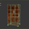 Red Textured Cabinet Furniture With Vertical Structure And Short Support Legs