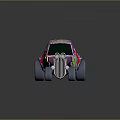 Purple Custom Car With Cartoon Patterns Green Dinosaur Pink Mushroom And Turbocharger