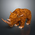 Brown Rhinoceros with Detailed Fur Texture 3D Model in Standing Pose