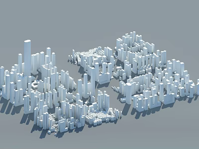 White 3D City Building Models Display On Gray Background With Architectural Structures And Design 3d model
