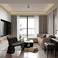 Modern Living And Dining Room Interior Design With TV Wall Sofa Chairs And Coffee Table