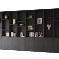 Modern Large Wooden Bookcase With Open Shelves Closed Cabinets And Decorative Items