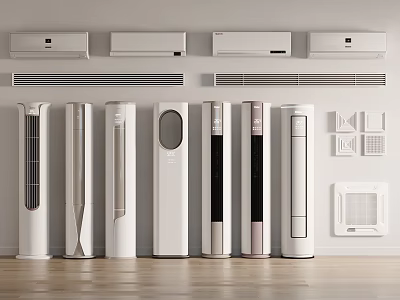 Various Modern Air Conditioner Fans With Wall Mounted And Floor Standing Designs 3d model