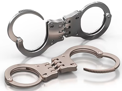 Metallic Handcuffs With Different Finishes And Secure Lock Mechanism 3d model