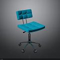 Blue Modern Office Chair With Five Wheels Metal Base And Padded Blue Seat Backrest