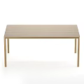 Modern Minimalist Dining Table With Wooden Tabletop And Sleek Metal Legs