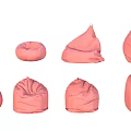Multiple Pink Bean Bag Chairs In Various Shapes For Home Seating Options 3d model