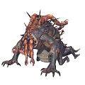 Adventurer Encounters Fearsome Monster With Rough Skin Multiple Tentacles Spikes And Sharp Claws