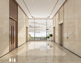 New Chinese Elevator Hall 3d model