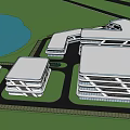 Modern Industrial Factory Building Exterior Design With Glass Curtain Wall And Landscaped Surroundings