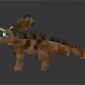 Minecraft Style Pixelated Blocky Dragon Game Character With Brown Orange Colors And Glowing Blue Eyes