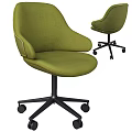 Modern Green Fabric Office Chair With Ergonomic Armrests And Swivel Wheels