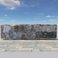 Large Stone Monument On Stone Paved Ground Under Blue Sky With Clouds 3d model