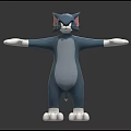 Blue Cartoon Cat Animated Character Standing With Outstretched Arms And White Paws