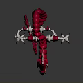 Fantasy Character And Mythical Red Dragon With Curved Body Sharp Horns And White Spikes