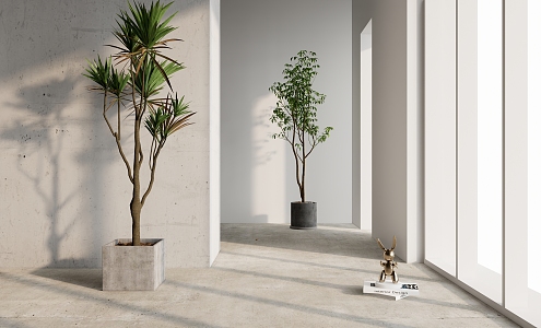 Modern Potted Simple Plant 3d model