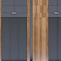Modern Elevator Doors With Wooden And Gray Panel Design For Buildings 3d model