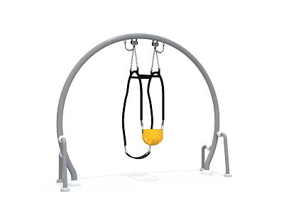 Kids Play Area Arched Frame Swing With Yellow Seat And Safety Harness 3d model