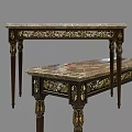 Elegant Classic Console Table With Marble Top And Carved Gold Accents