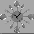 Creative Wall Clock Crafted With Metal Spoons Forks And Numeric Dial 3d model