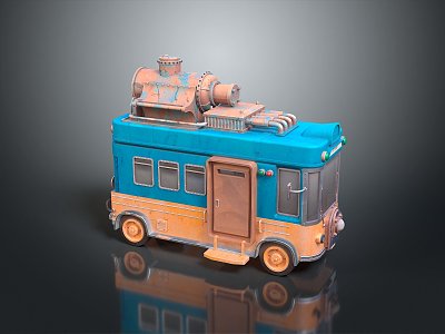 minibus minivan driverless bus school bus van box car 3d model