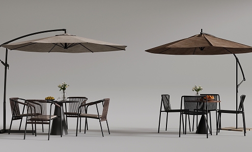 Outdoor tables and chairs umbrellas 3d model