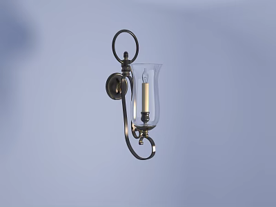 Classic Vintage Metal Wall Sconce with Glass Shade and Candle Bulb Design 3d model