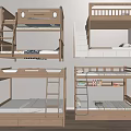 Modern Wooden Bunk Bed Designs With Stairs Ladder Storage And Drawers 3d model