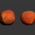 Fresh Juicy Ripe Red and Orange Peaches on Dark Background with Reflection