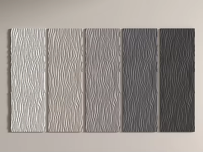Modern Gray Tones Striped Texture Wall Panels For Home Interior Decoration 3d model