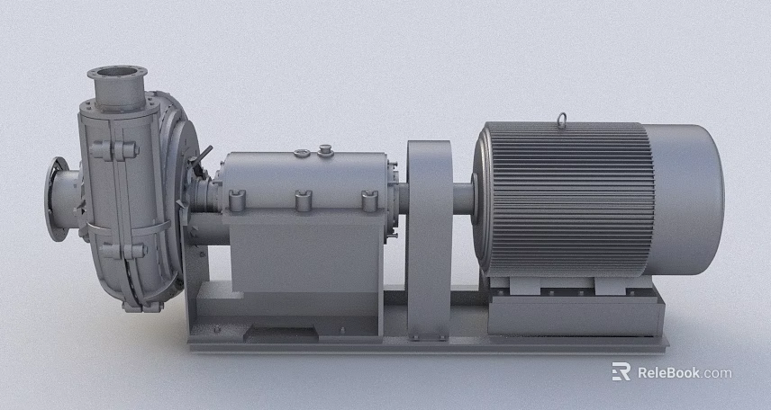 Heavy Duty Industrial Pump Motor Unit Assembly with Steel Base Frame 3d model 