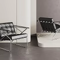 Modern Black Leather Upholstered Leisure Chair With Metal Frame And Sleek Design