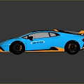 Blue Sports Car With Black Roof And Yellow Accents Aerodynamic Rear Spoiler And Streamlined Body