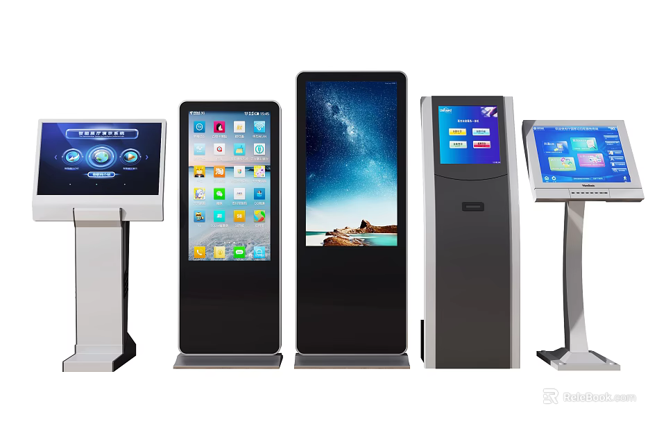 Public Facility Self Service Kiosks With Touchscreen Display And Interactive Interface 3d model 