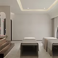 Serene SPA Sauna Space With Two Massage Beds Large Window Scenic View And Marble Wall