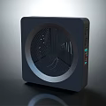 Modern Square Air Cooler Fan With Dark Color Circular Grille And Side Buttons