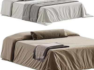 Modern Bed Linens With White Gray And Beige Sheets Pillows And Towel 3d model