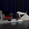 Audi Red Car Display Setup With White Tent And Black Starry Background 3d model