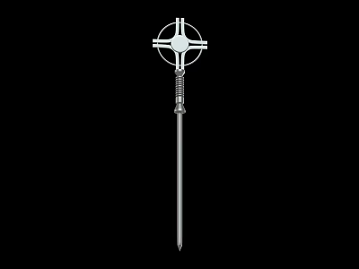 Medieval Weapon with Cross Shaped Head and Long Metal Shaft Design 3d model