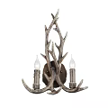 Rustic Antler Wall Sconce With Two Bulbs Natural Design For Home Decor 3d model