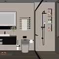 Modern Bathroom Interior Design With Vanity Mirror Sink Toilet Shower Area And Tiles