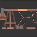 3D Rendered Orange Construction Crane With Mechanical Arm And Support Base