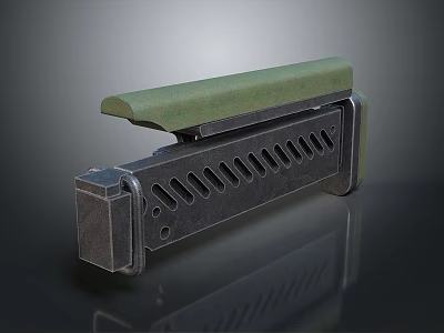 Tactical Firearm Accessory Featuring Ergonomic Green Grip And Ventilated Metal Structure 3d model