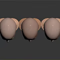 Three Human Head Models with Visible Facial Organs and Hairless Scalp 3D Rendered