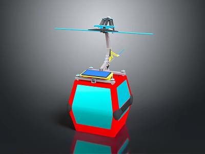 Red And Blue Commercial Equipment With Top Mechanical Arm And Blue Rods Hexagonal Base 3d model